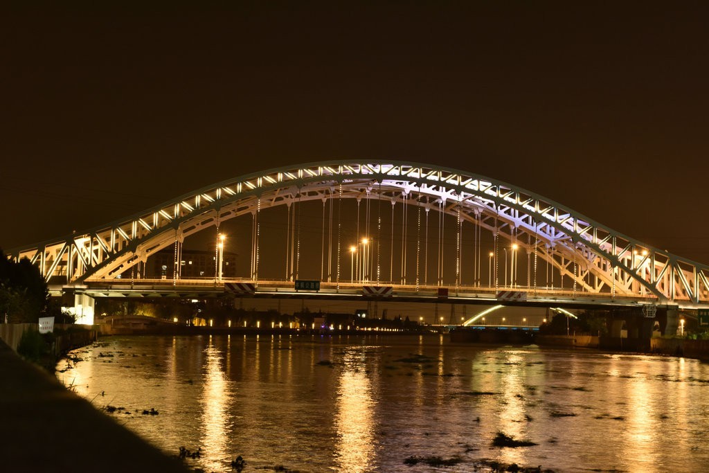 桥担暮色夜横空