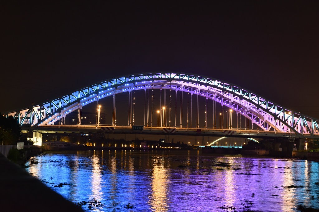 桥担暮色夜横空