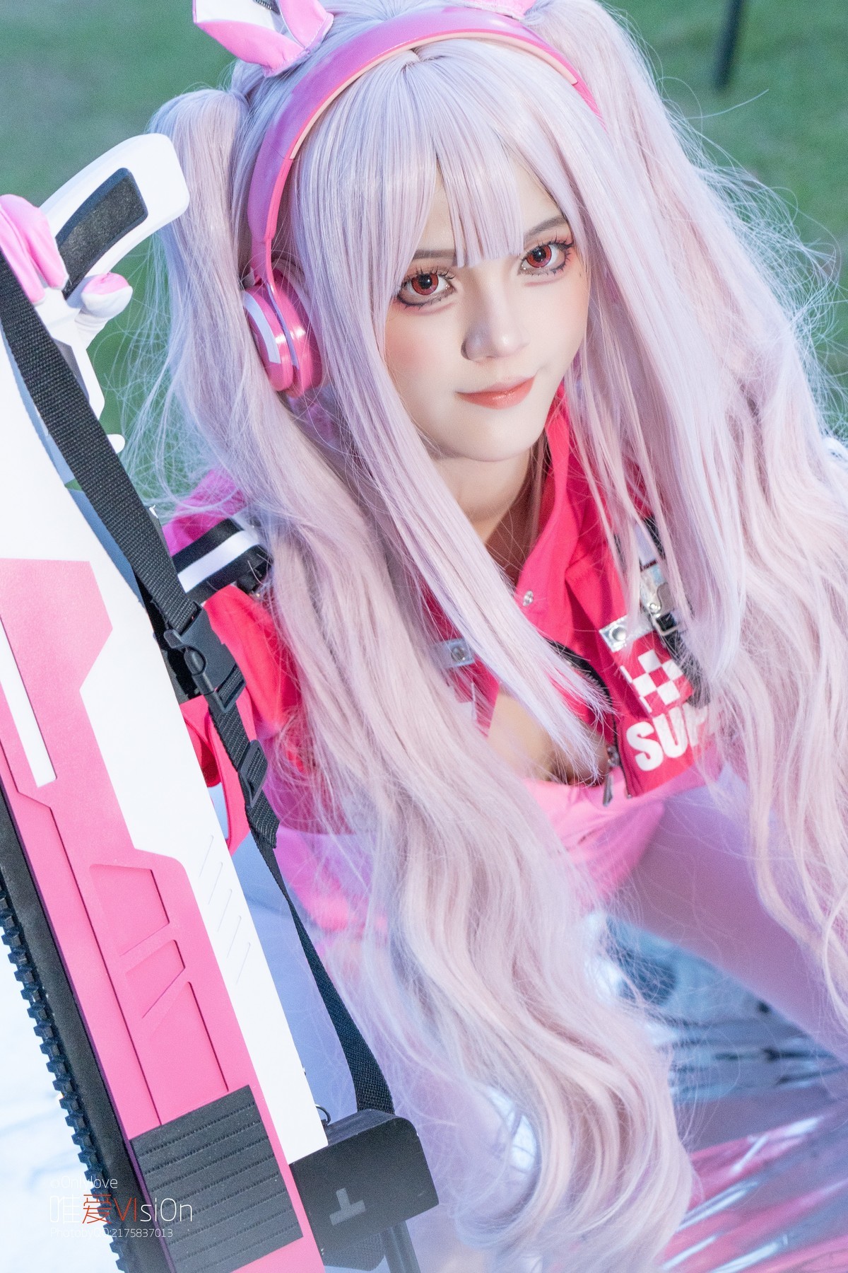 【爱丽丝】-白色连体袜粉色战衣