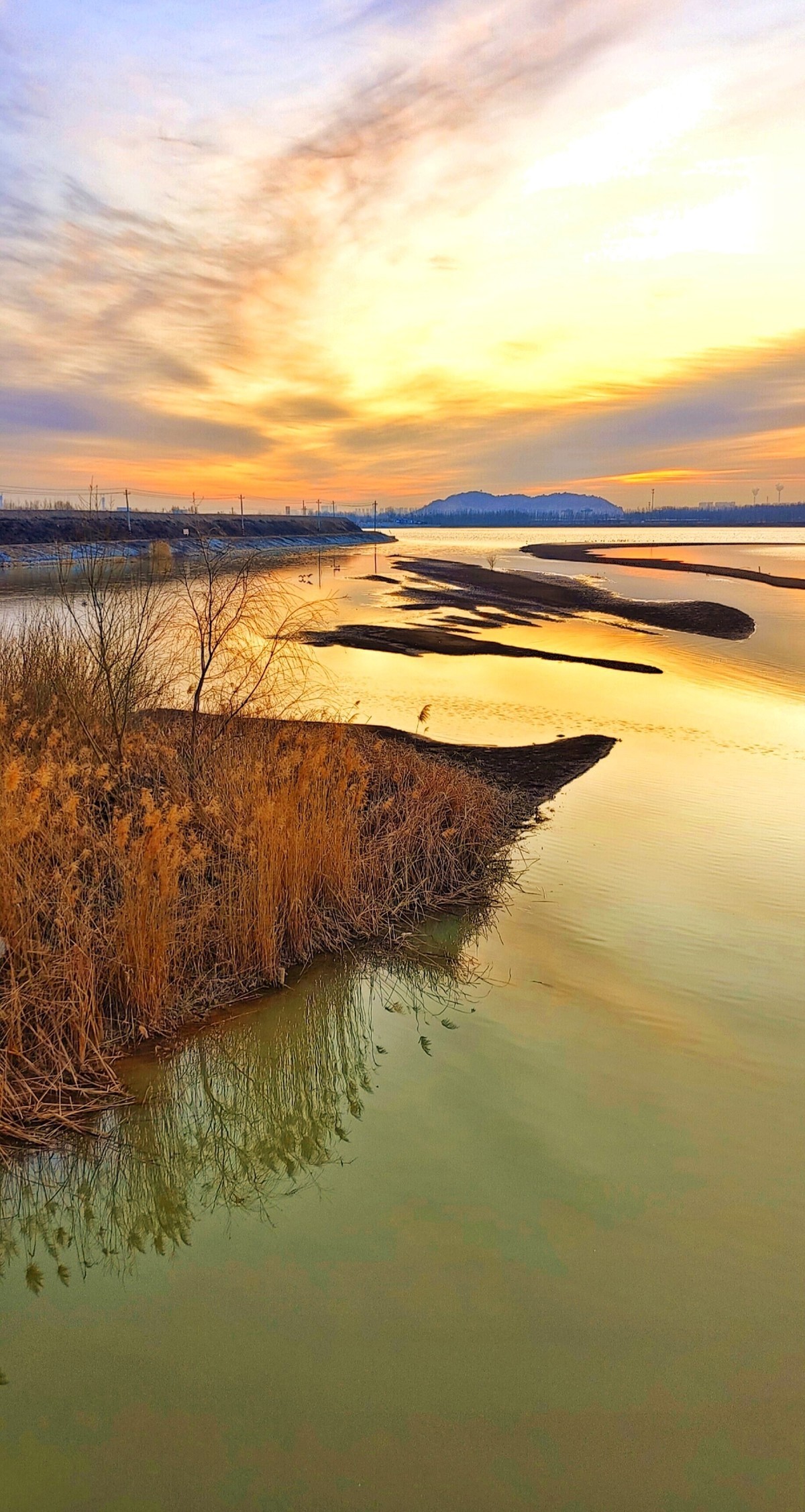 朝阳映照沉沙池