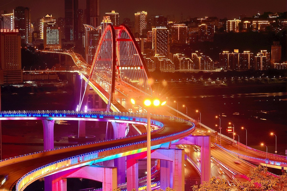 手持相机 拍——重庆菜园坝大桥夜景