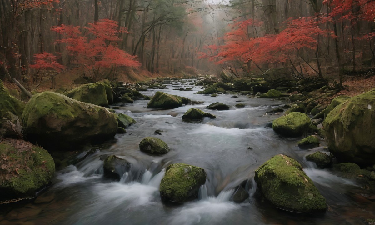 溪流与金叶的悠扬之歌