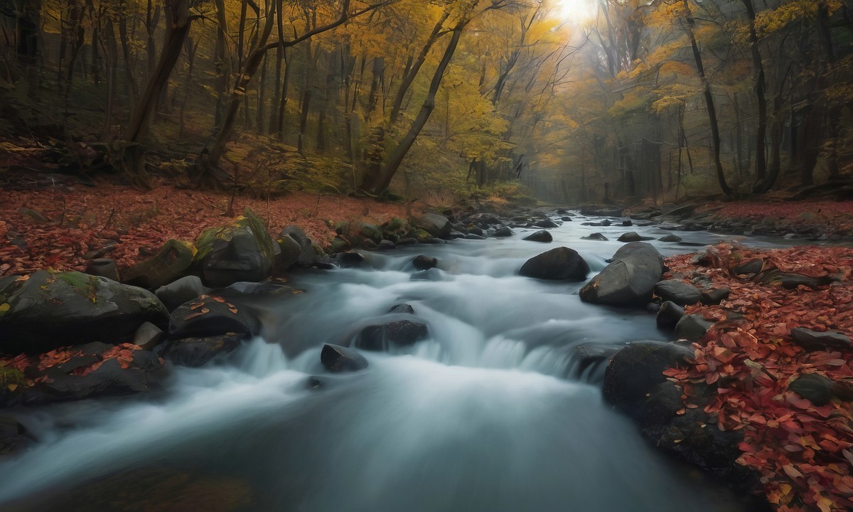 溪流与金叶的悠扬之歌