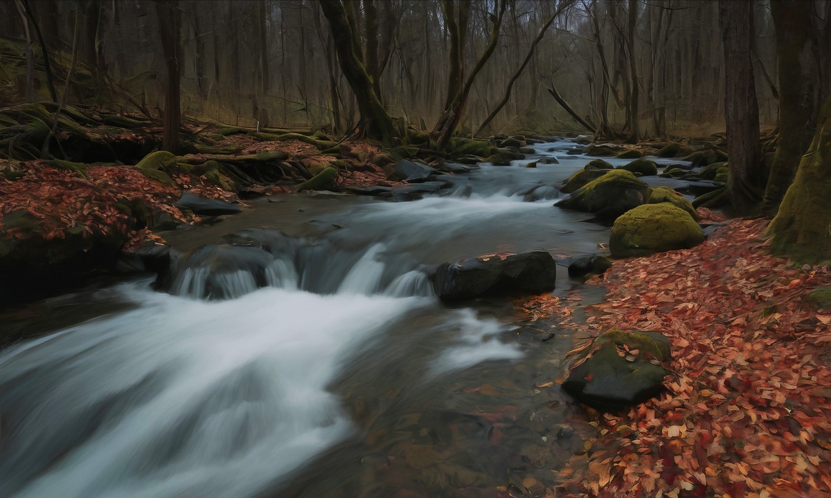 溪流与金叶的悠扬之歌