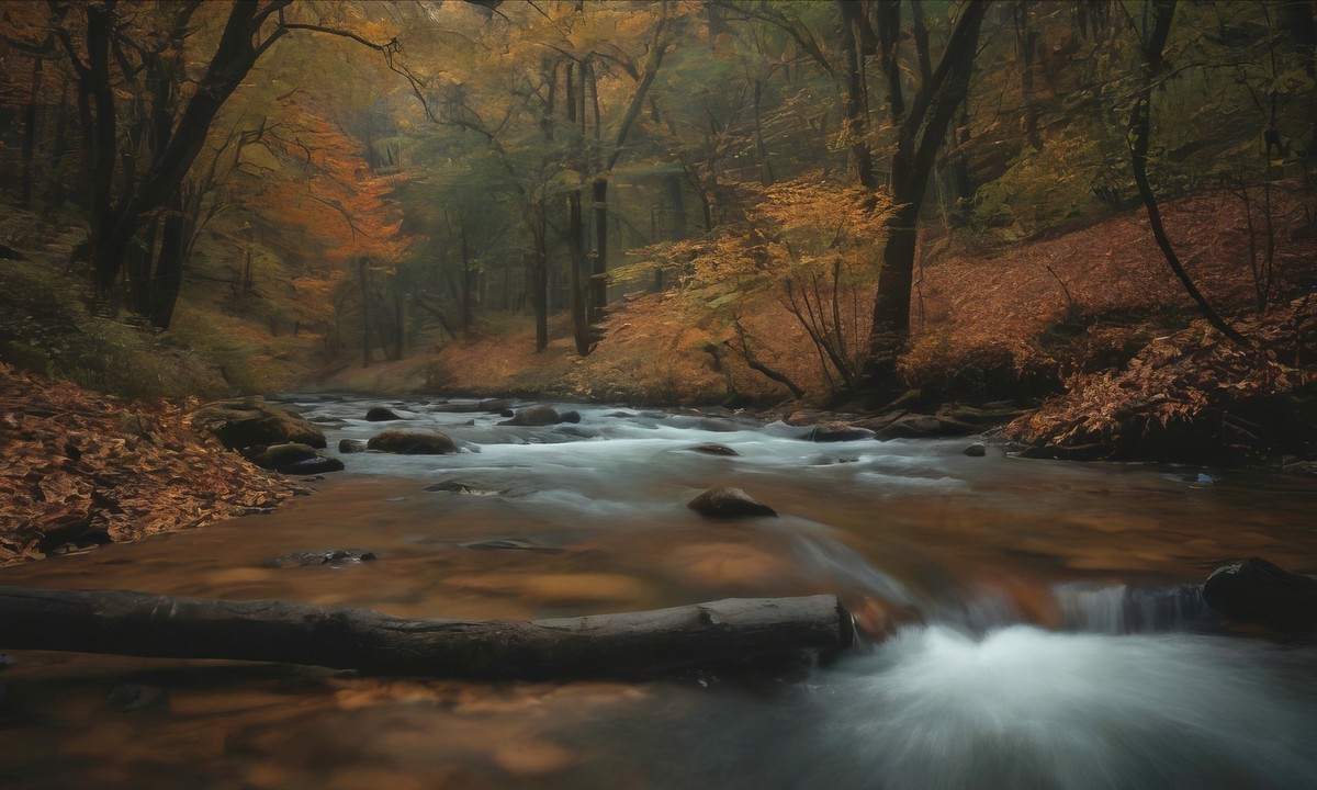 溪流与金叶的悠扬之歌