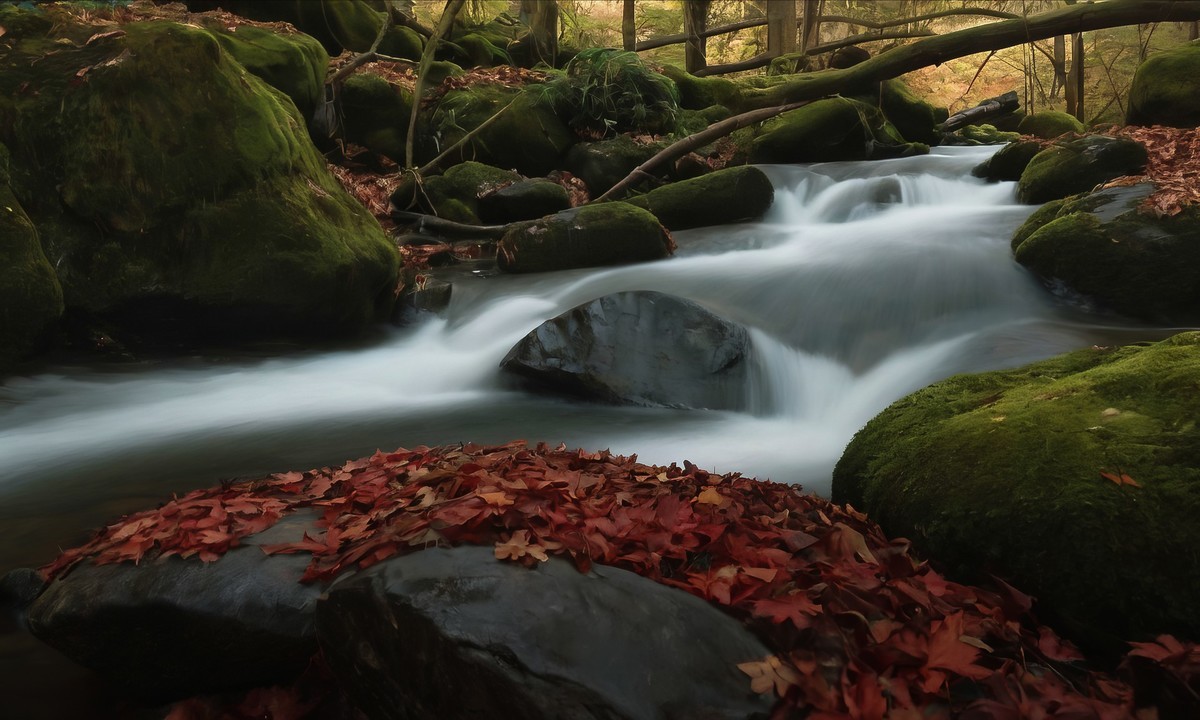 溪流与金叶的悠扬之歌