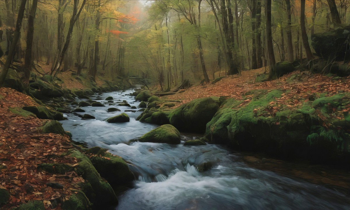 溪流与金叶的悠扬之歌