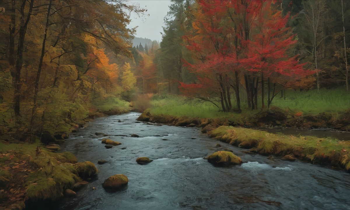 溪流与金叶的悠扬之歌