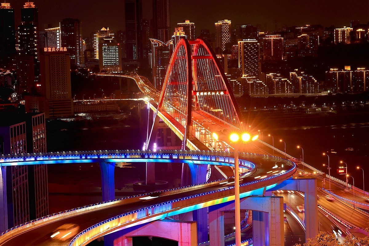 手持相机 拍——重庆菜园坝大桥夜景