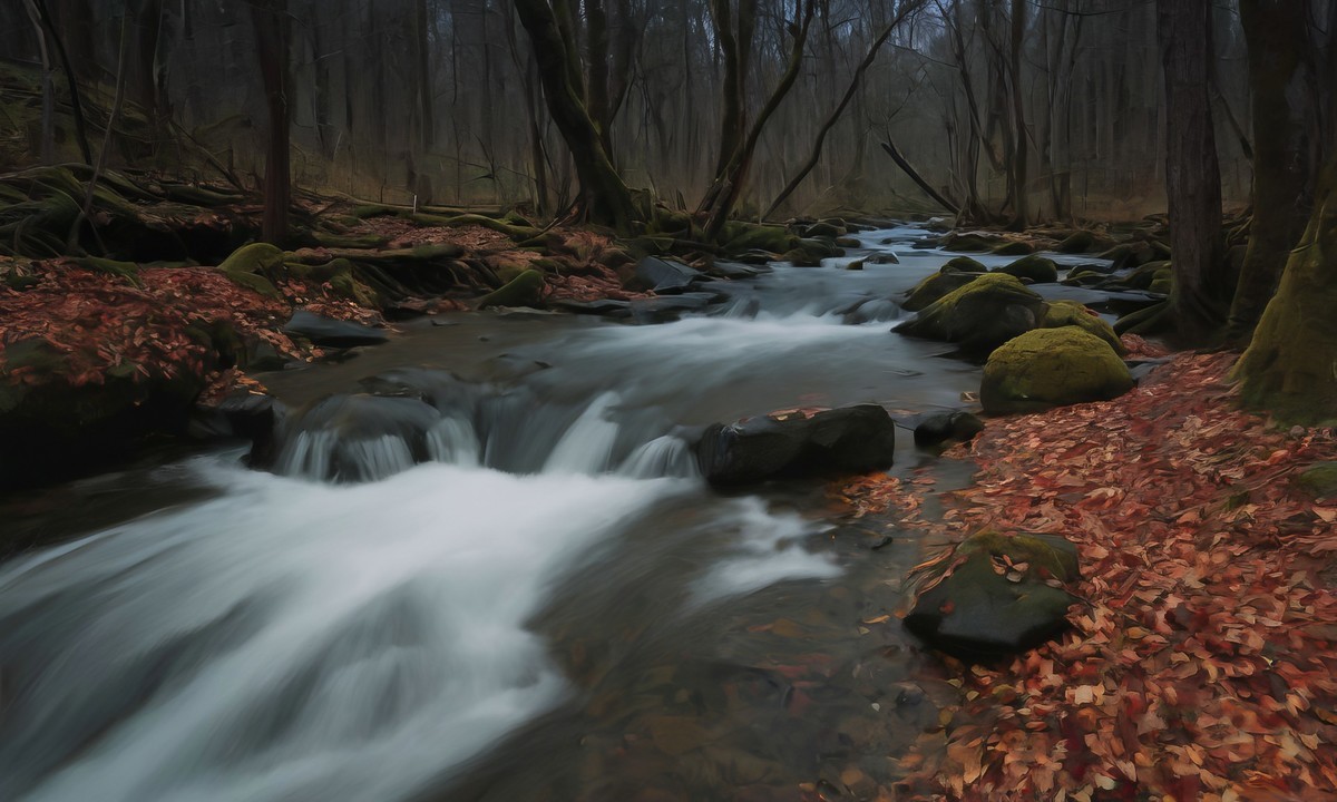 溪流与金叶的悠扬之歌
