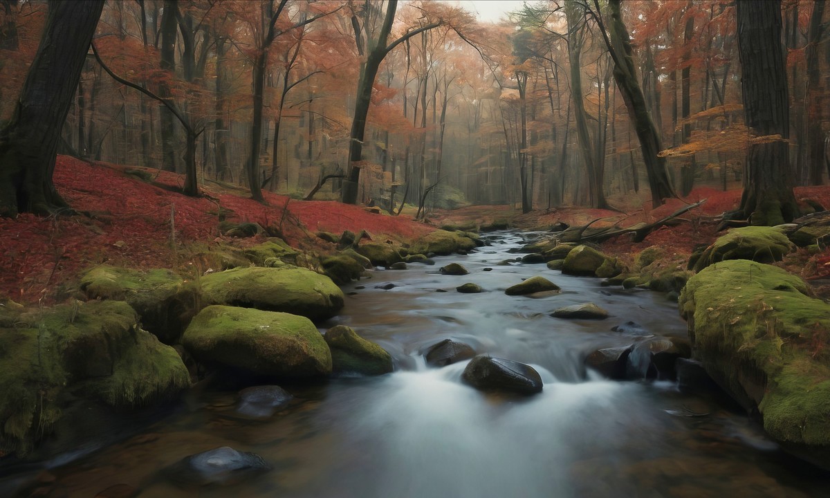 溪流与金叶的悠扬之歌