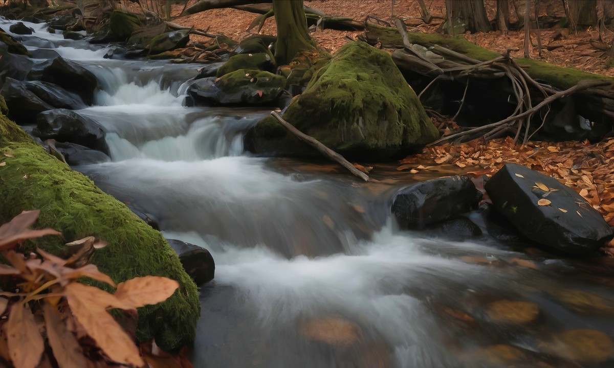 溪流与金叶的悠扬之歌