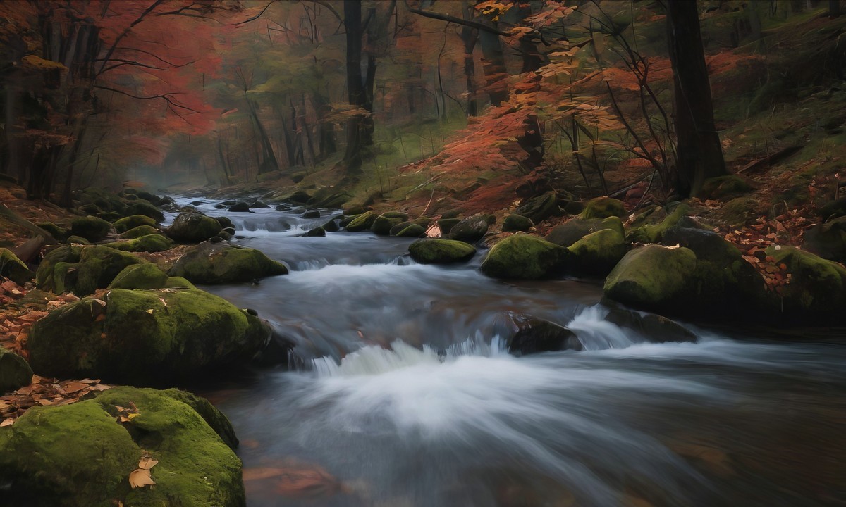 溪流与金叶的悠扬之歌