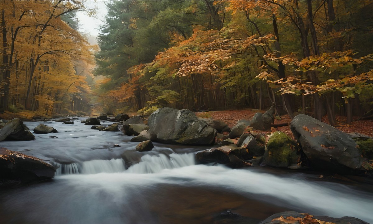 溪流与金叶的悠扬之歌