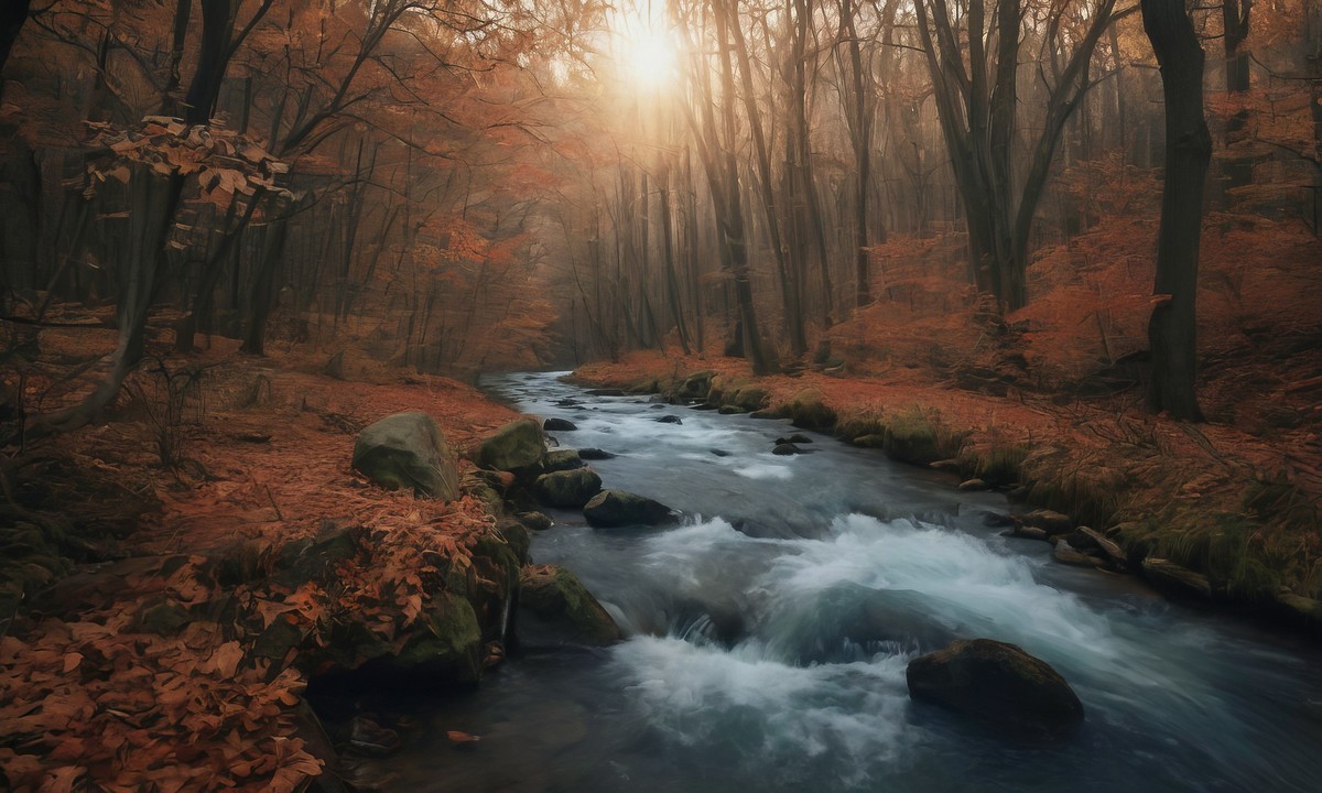 溪流与金叶的悠扬之歌