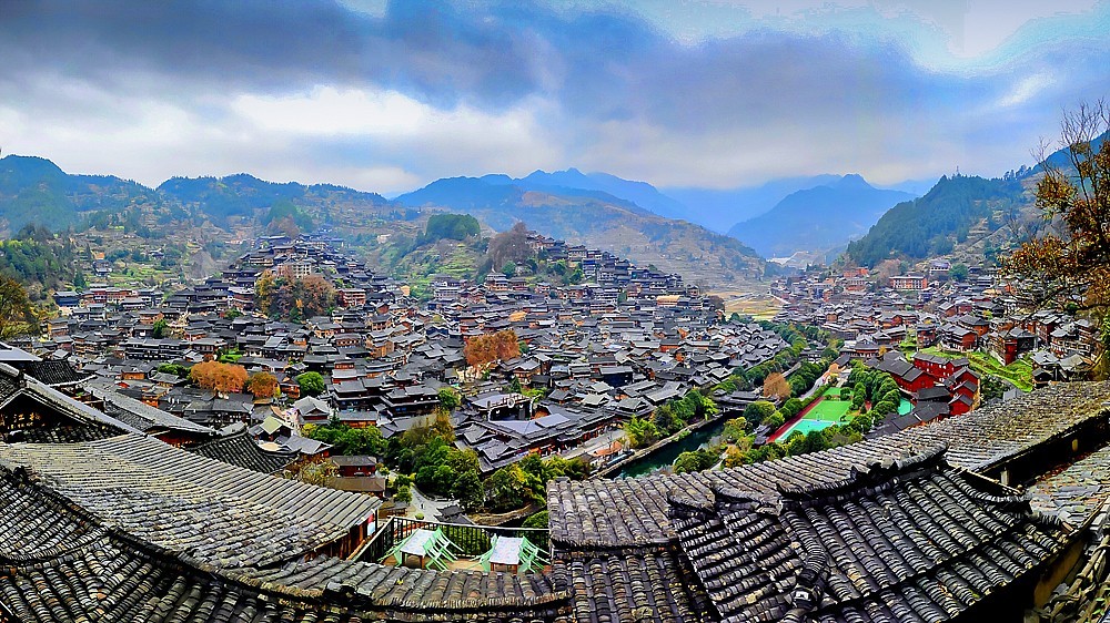 2021南行慢游贵州052观景台看千户苗寨黔东南州雷山