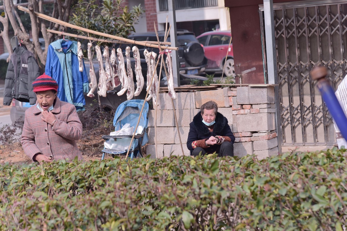 冬天和老奶奶一起晒太阳