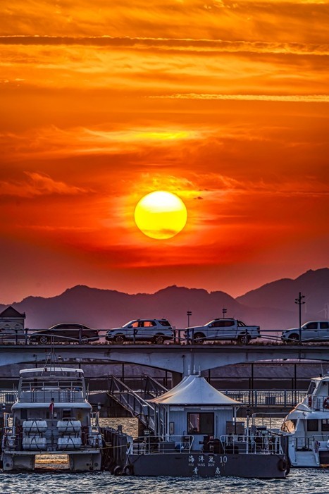 团岛游艇码头落日