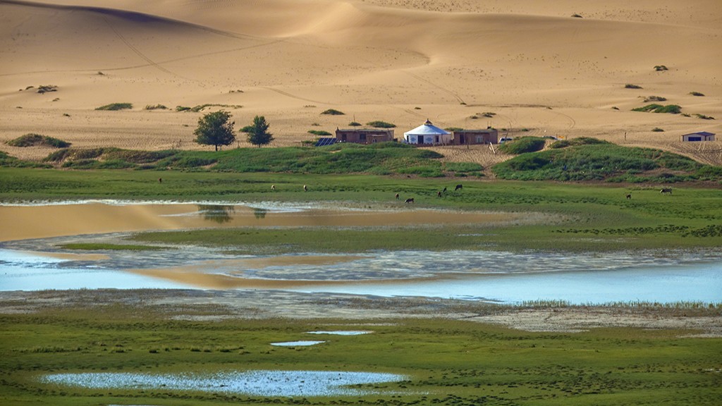 【原创】腾格里沙漠里的湖