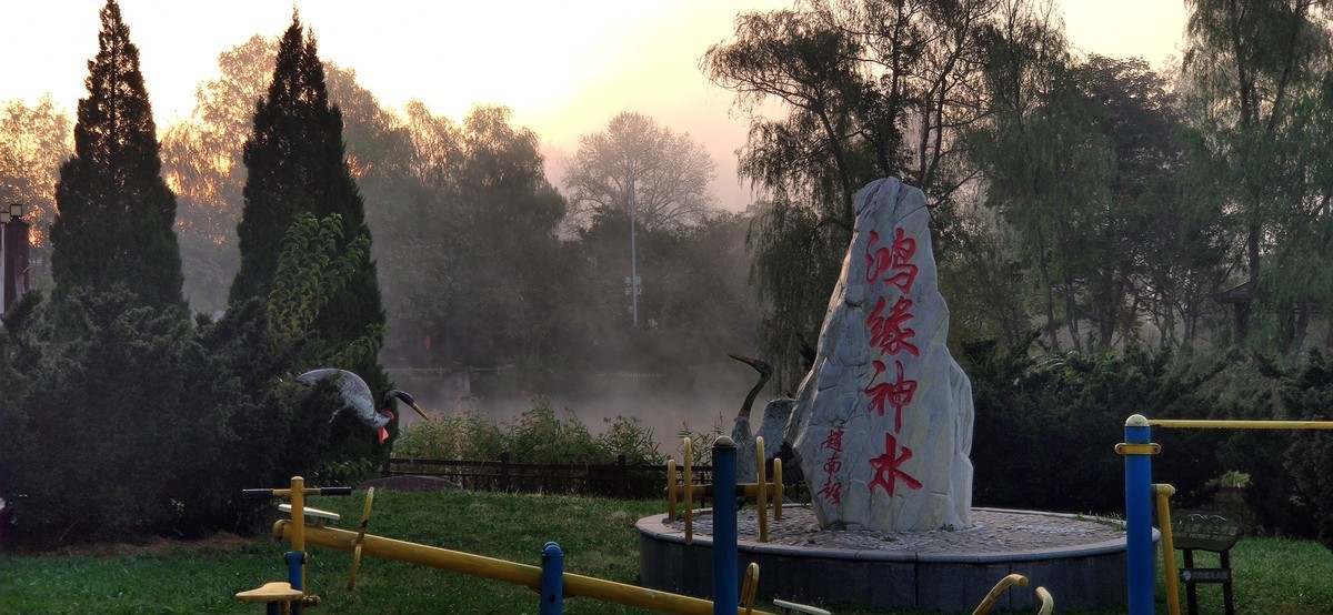 晨雾中的的公园