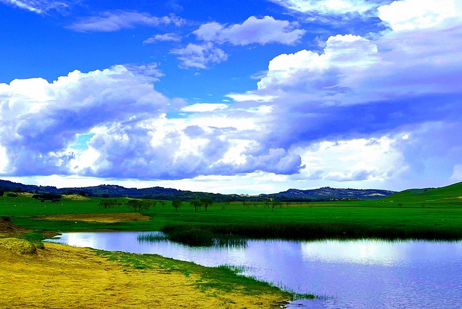 《不老松：纪实摄影》【山河锦绣】内蒙古：乌兰布统景！ (1)兰天、白云、青山、绿地！