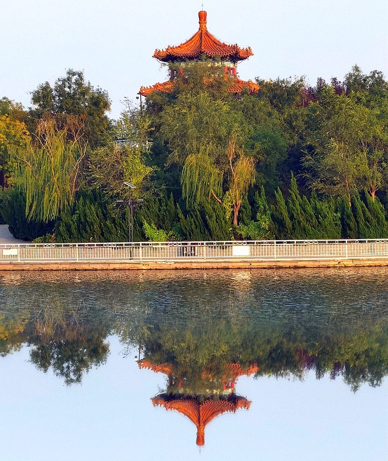 《不老松：纪实摄影》天空之镜拍：大美沧州：人民公园美景！ (1)