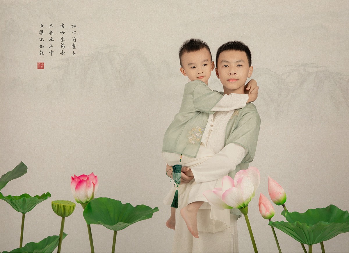 工笔画儿童摄影。