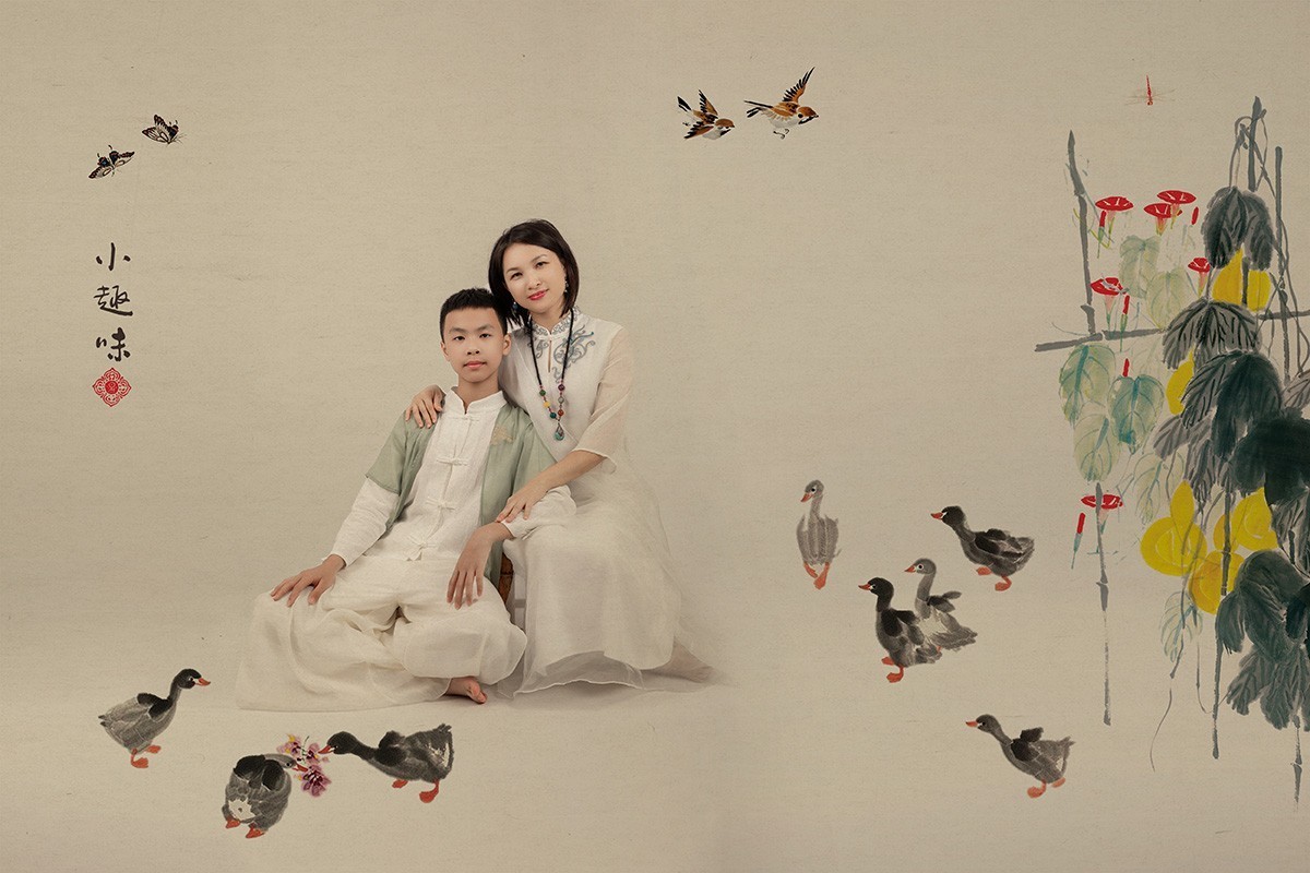 工笔画儿童摄影。