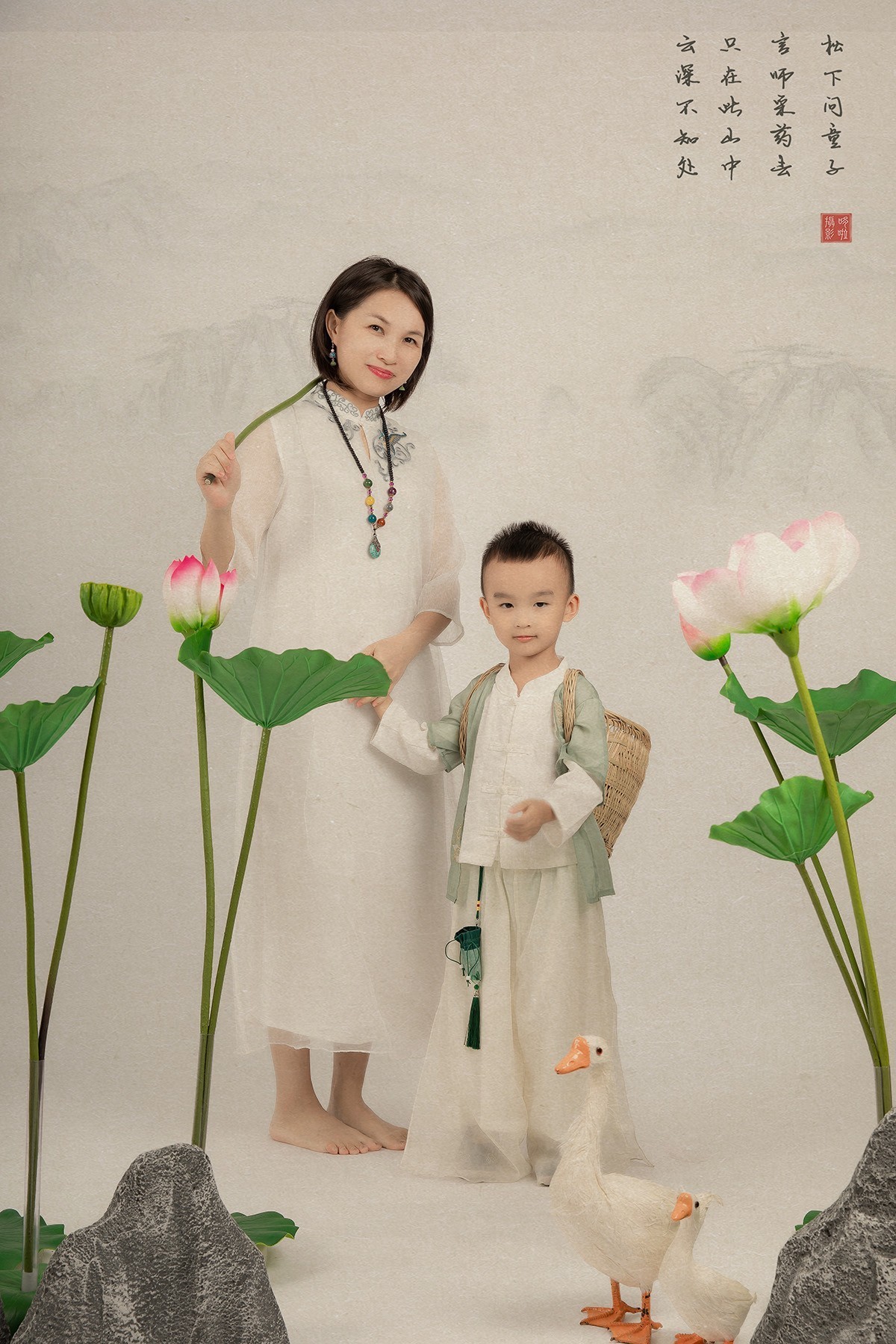 工笔画儿童摄影。