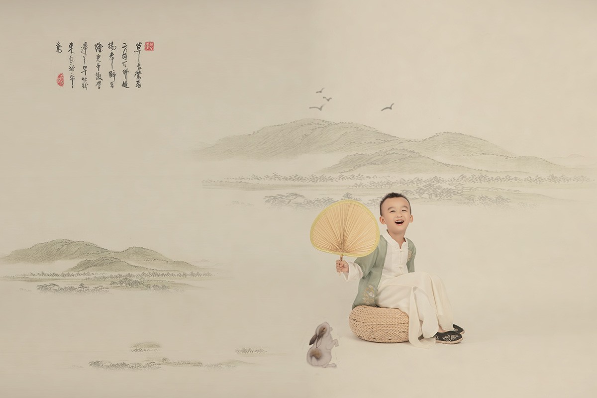 工笔画儿童摄影。