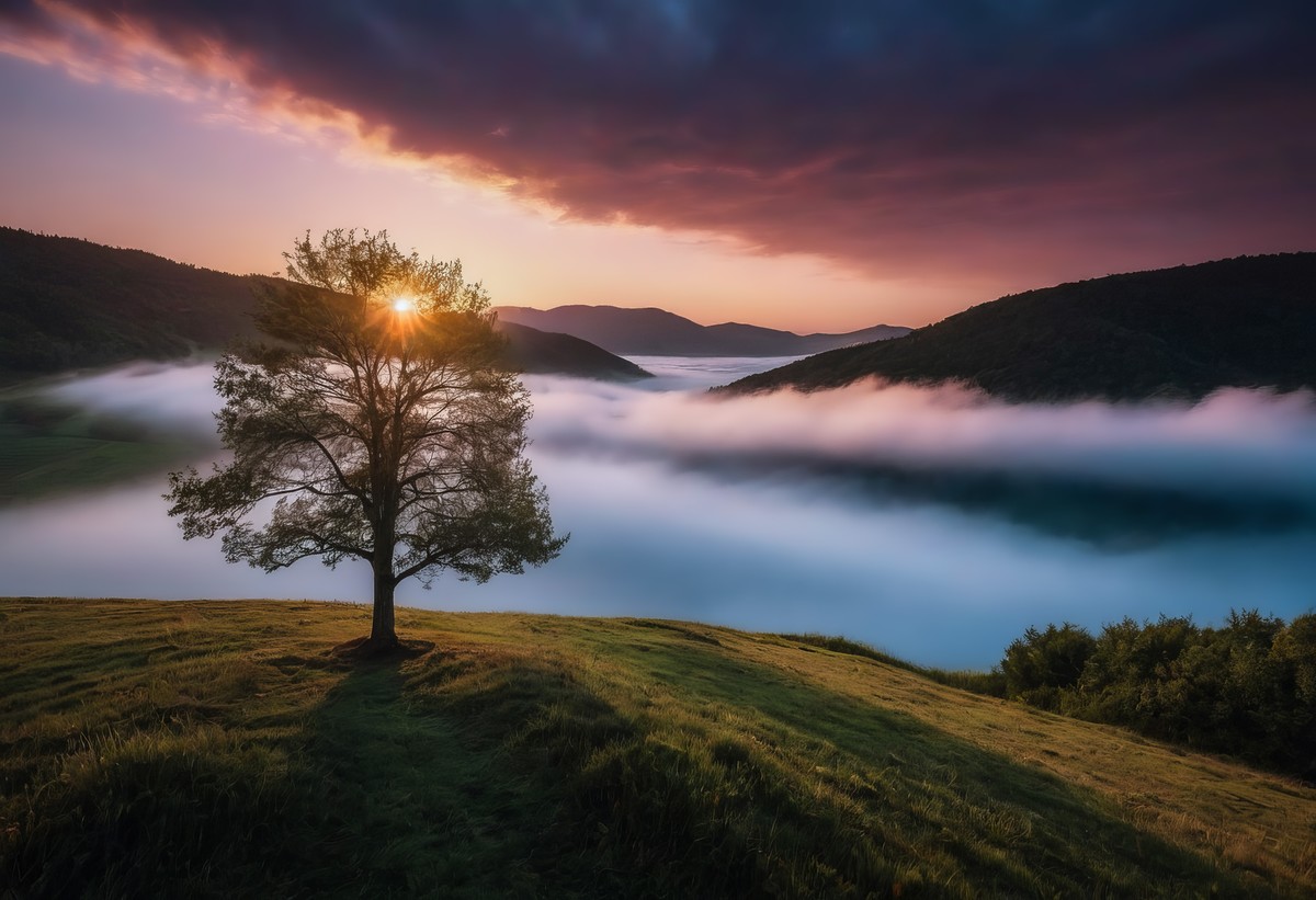 森林湖泊的日出协奏曲