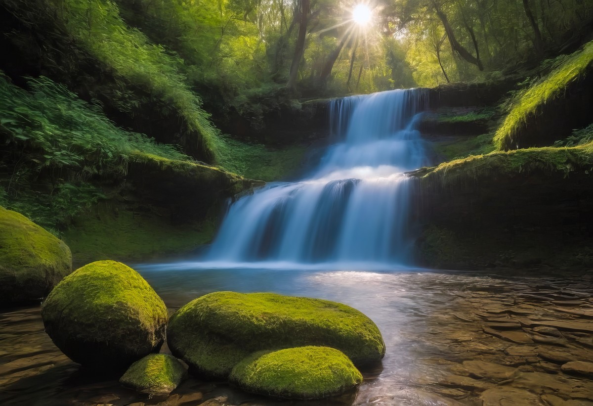 森林湖泊的日出协奏曲