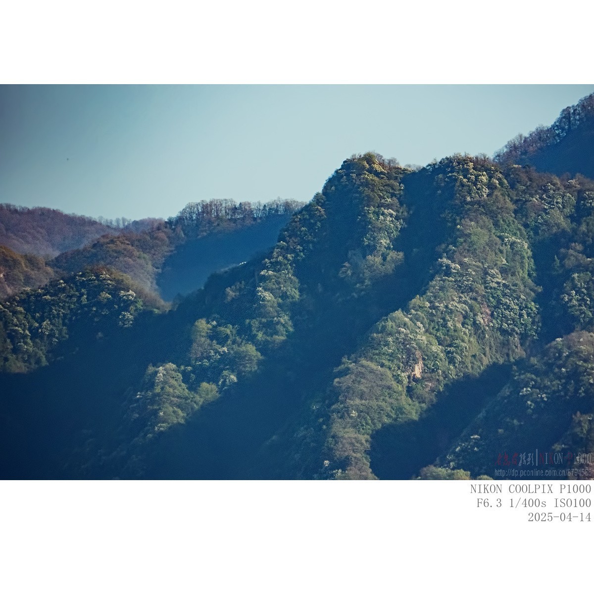 遥拍秦岭鸡峰山（直线距离10Km）