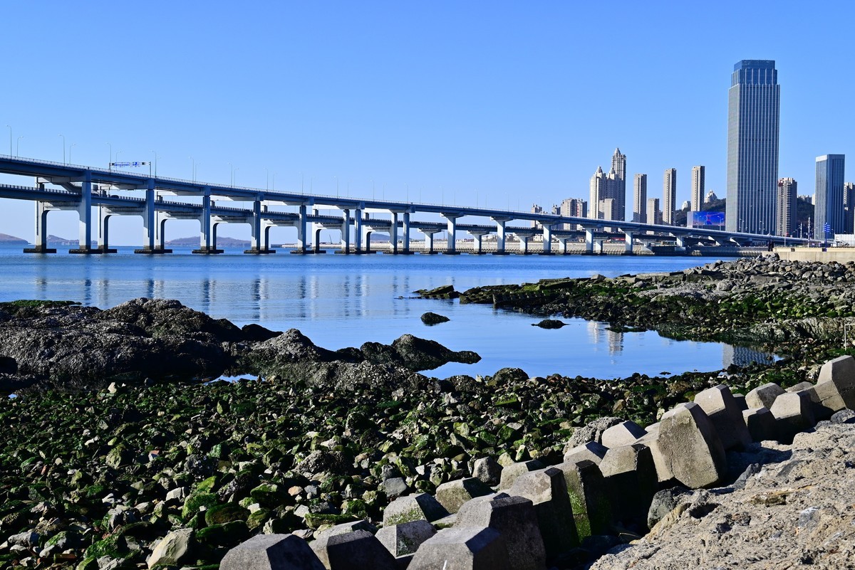 春天里的黑石礁海边风光美