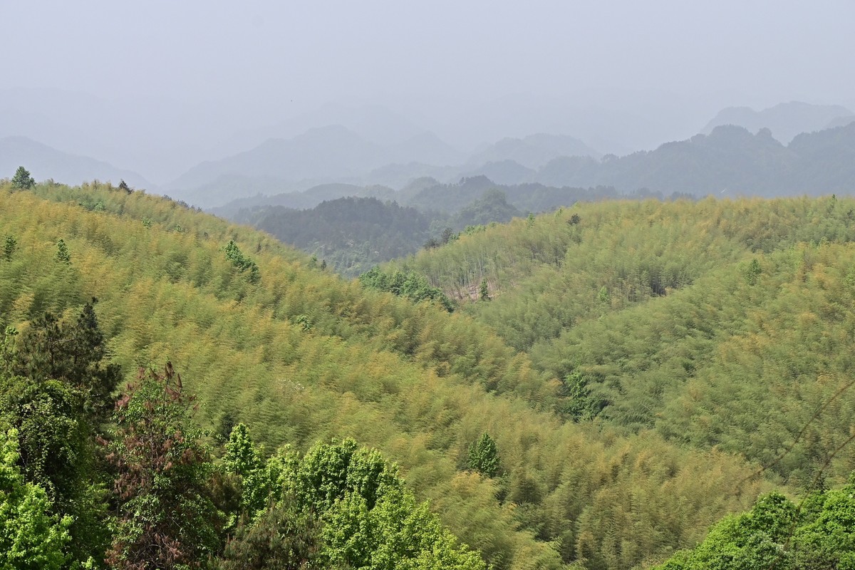 施虐沙尘暴，山峦叠嶂朦胧胧