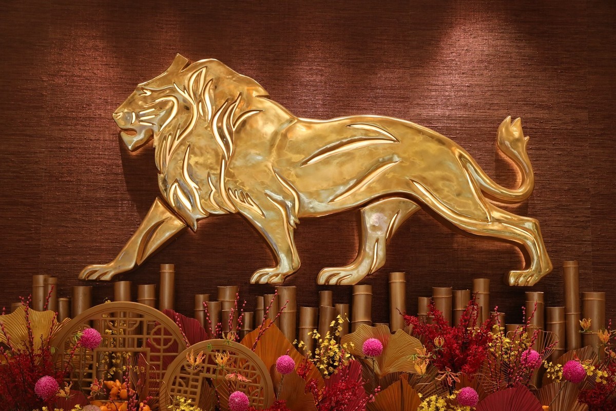 澳.门美高。梅大堂内石狮