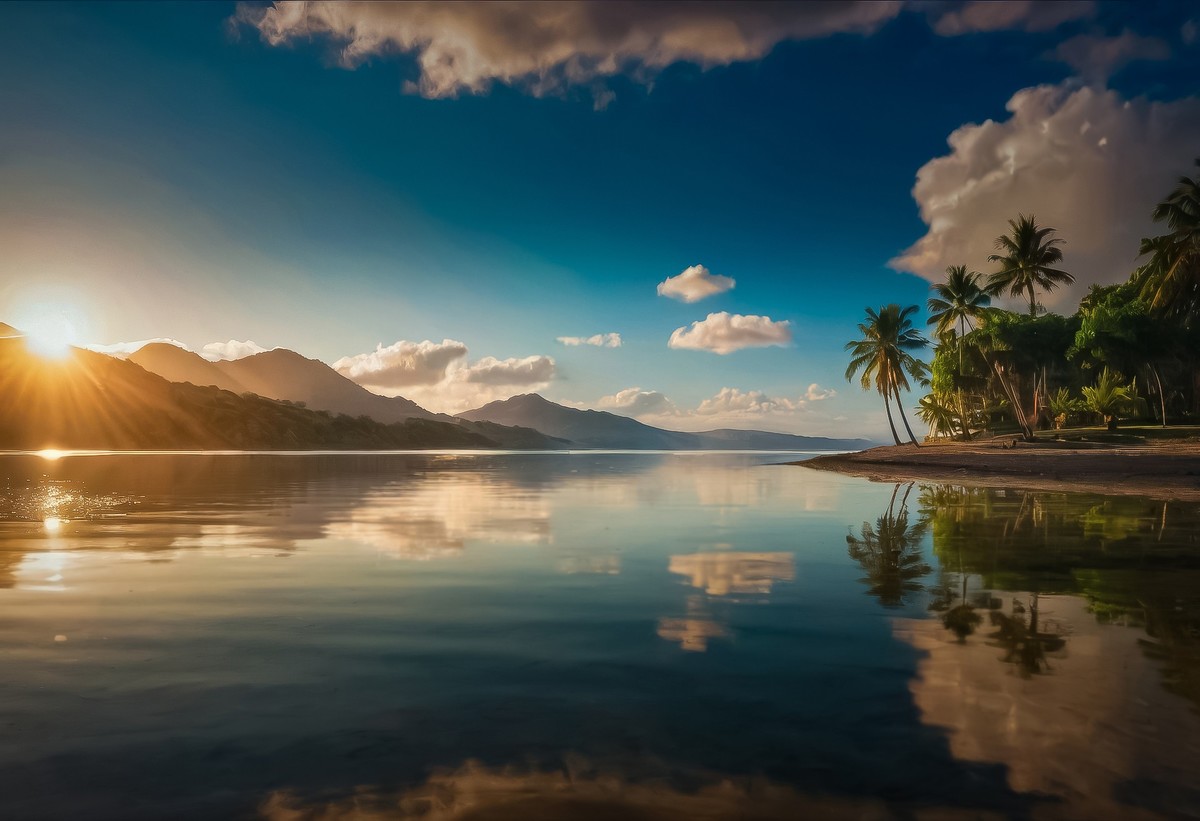 椰风海韵：晨光中的宁静