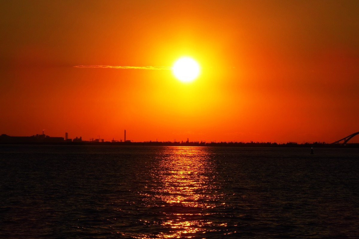 营口西海岸美丽的夕阳西下