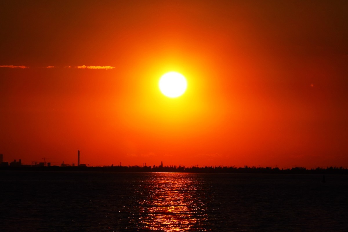 营口西海岸美丽的夕阳西下