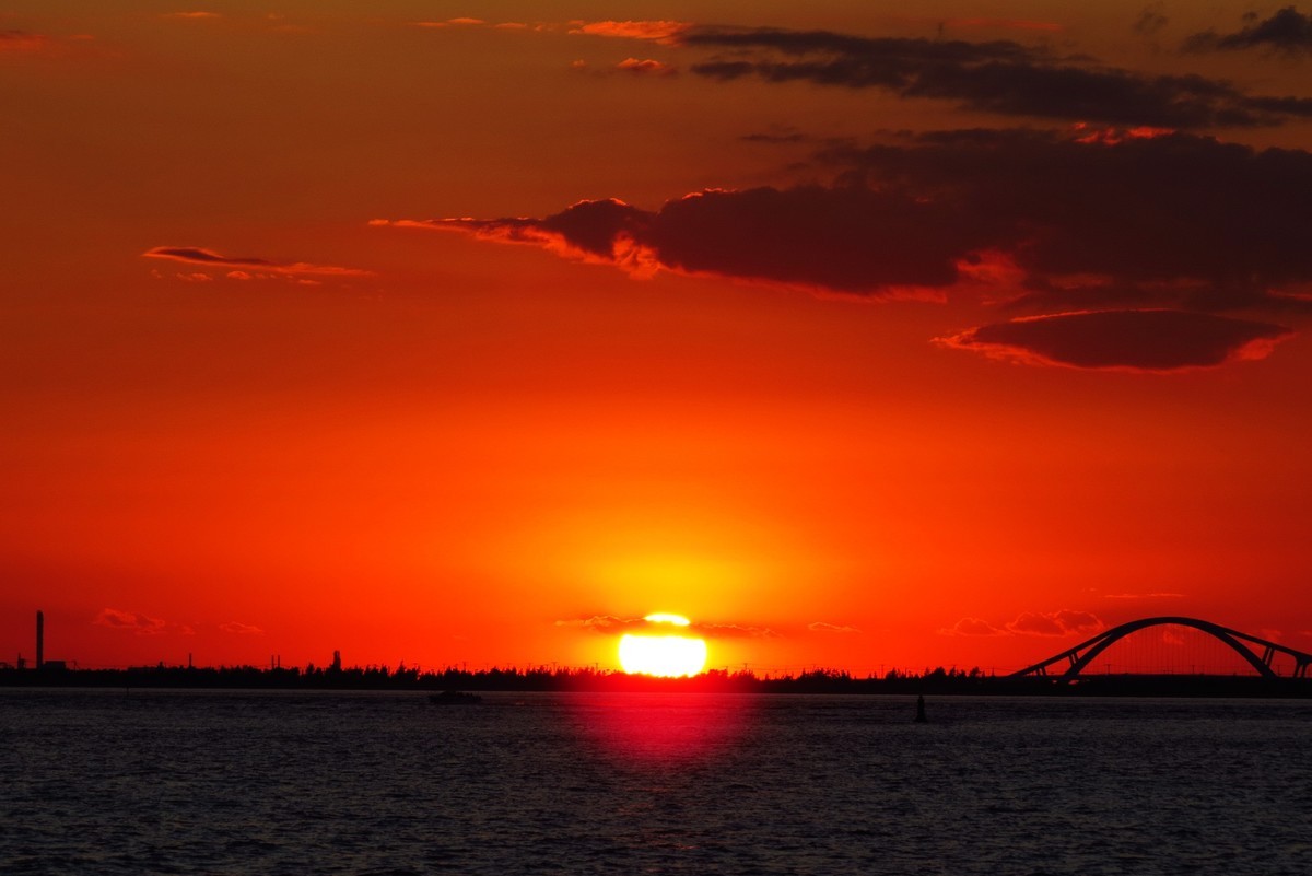 营口西海岸美丽的夕阳西下