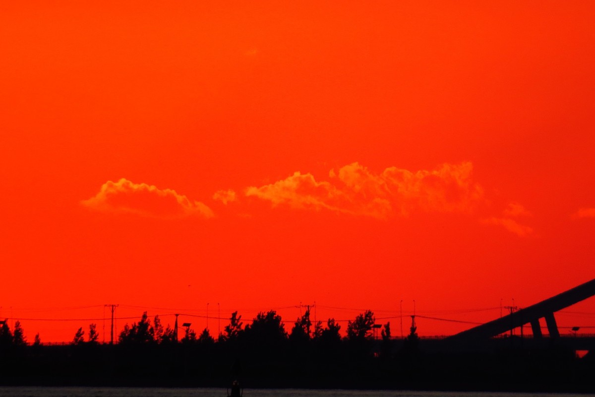 营口西海岸美丽的夕阳西下