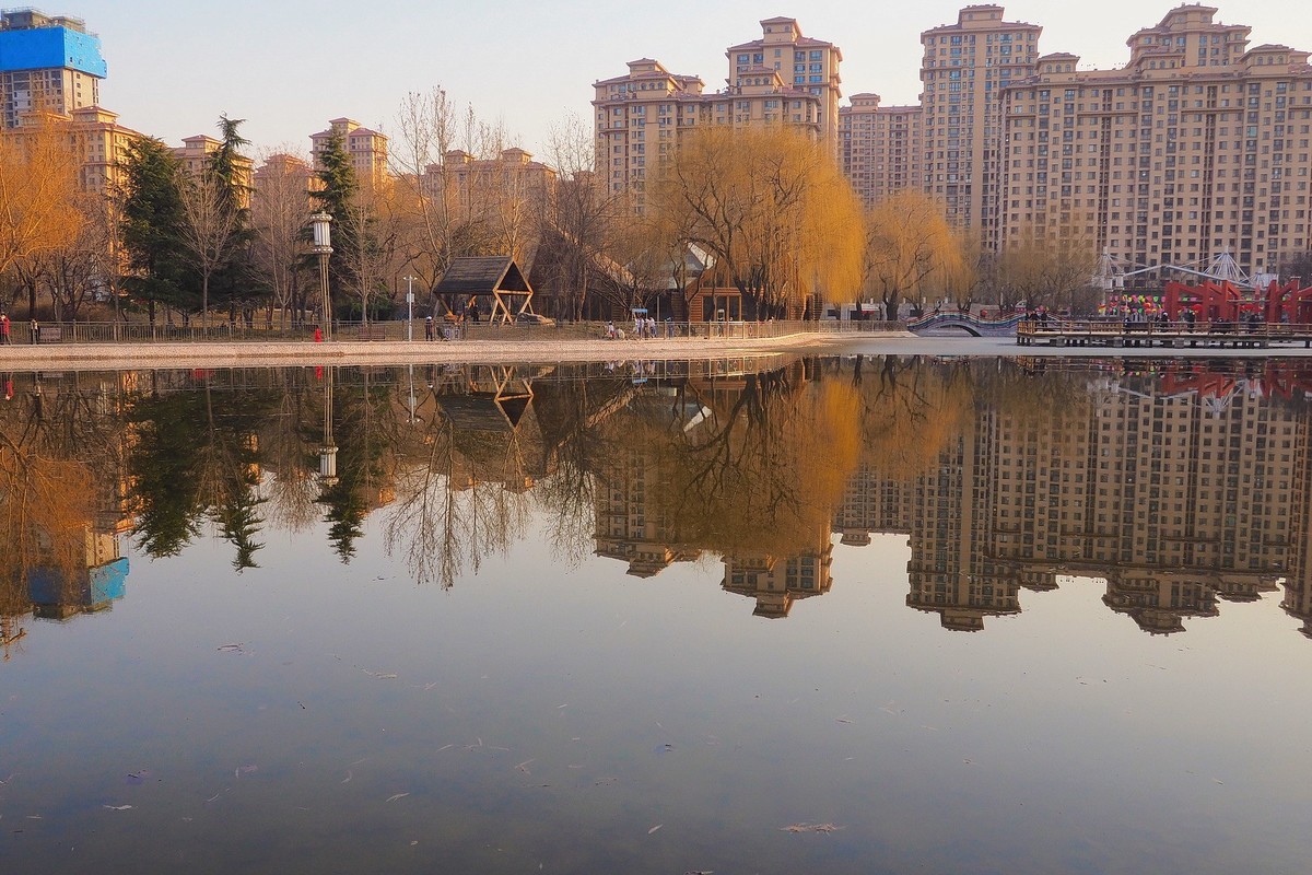 寒冬里的绿洲公园