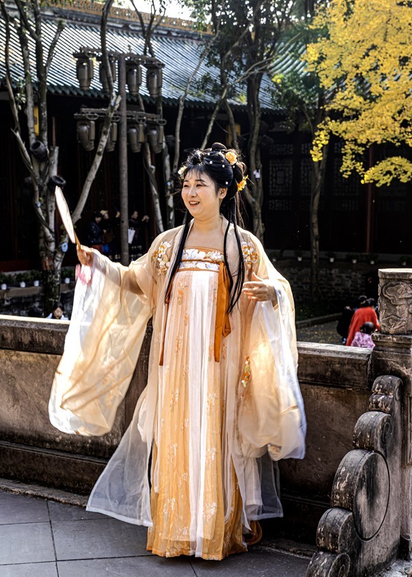 罨画池里银杏叶黄