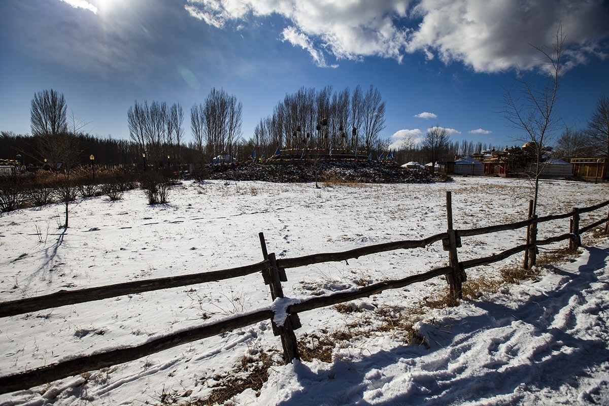 长天飞絮舞当空，大地铺银万里同。