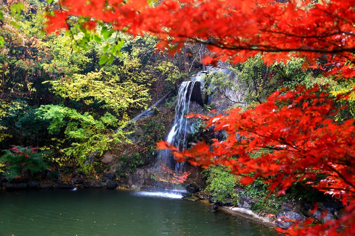 阴雨天的栖霞山之九小瀑布