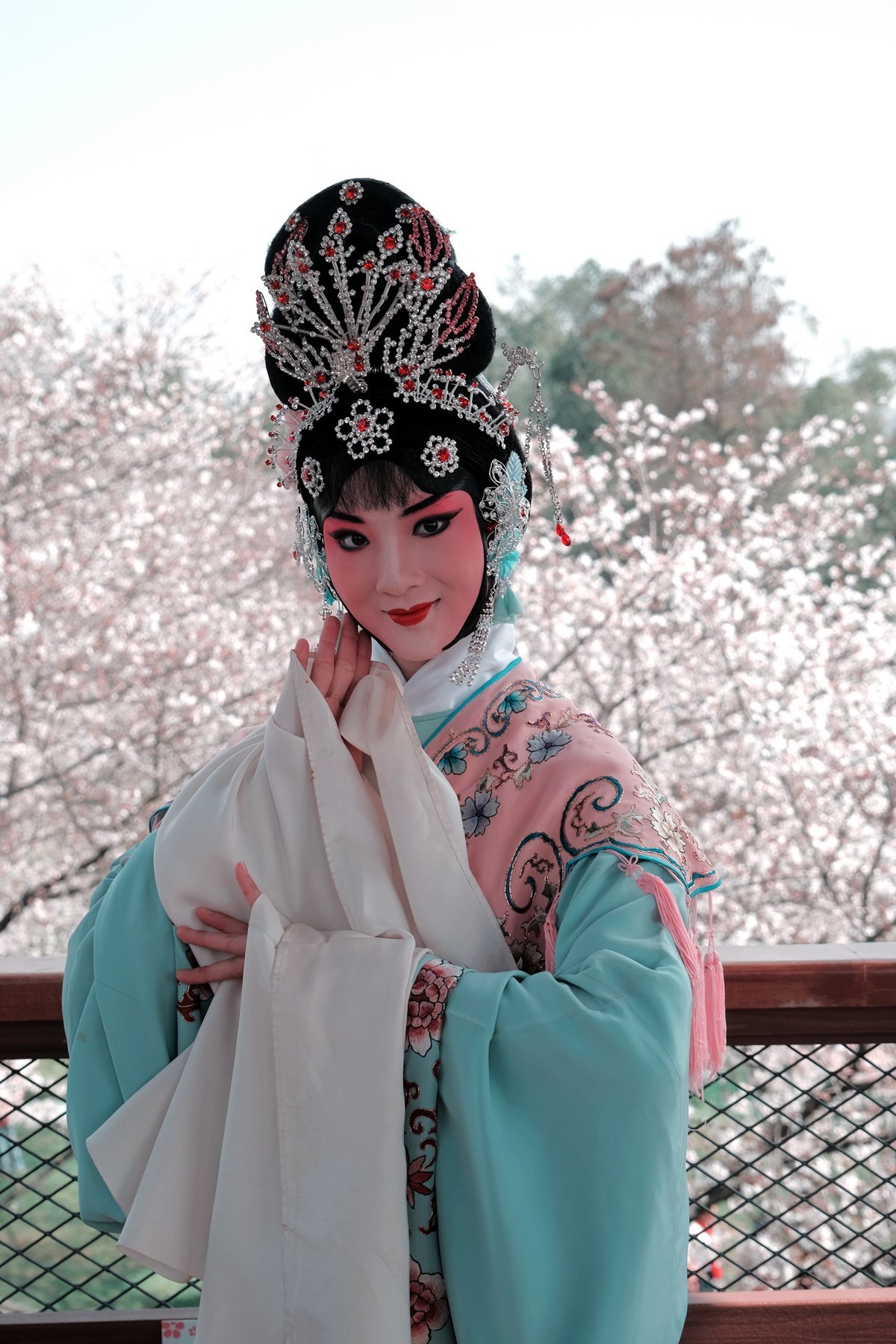 随拍樱花园的戏剧演员美女