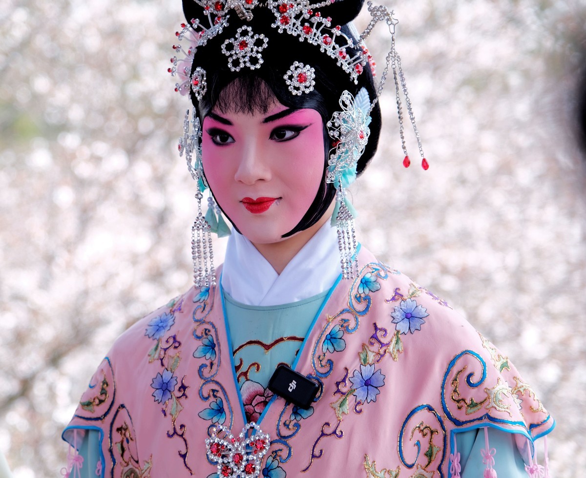 随拍樱花园的戏剧演员美女