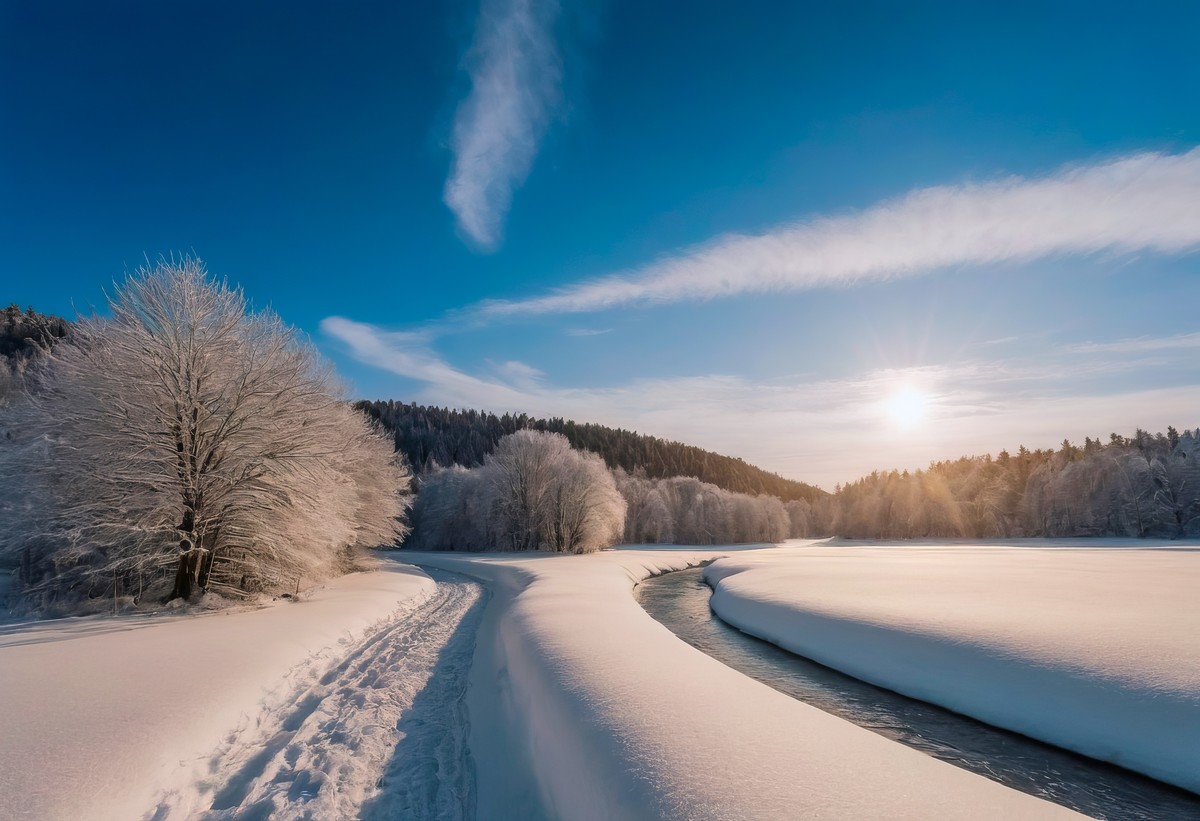 日出下的草原湖泊奇观