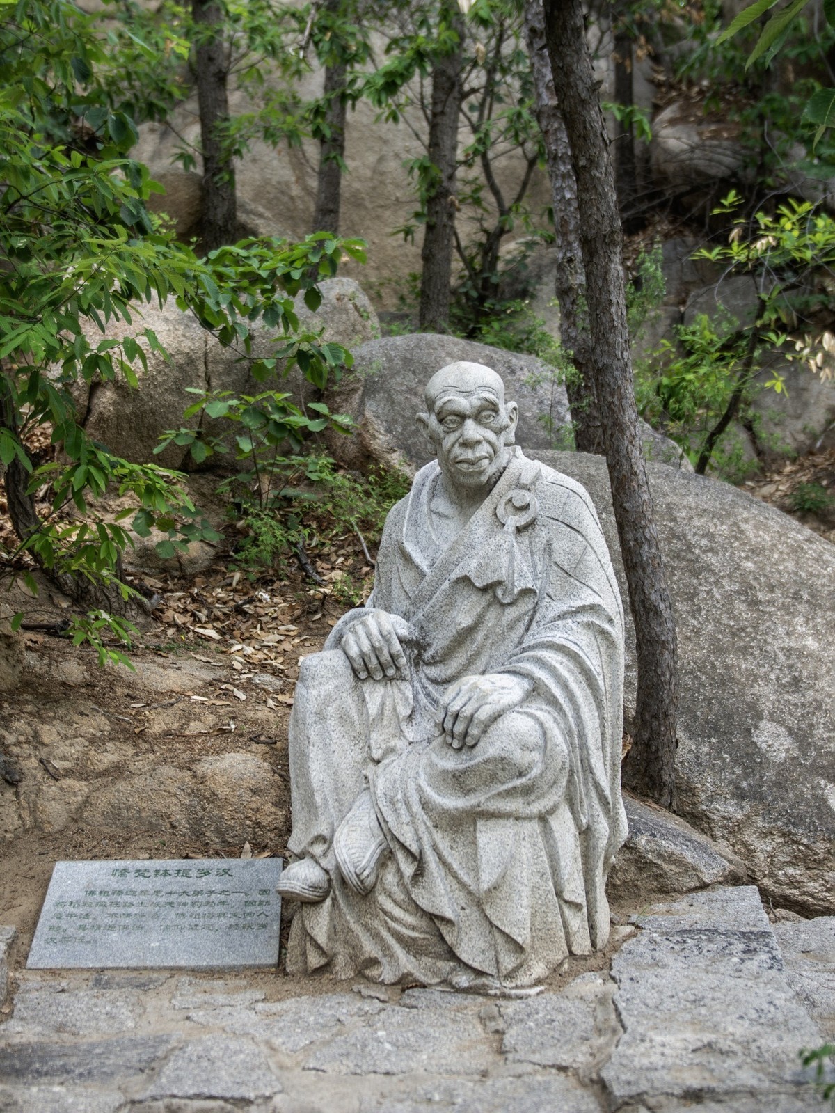 栩栩如生的罗汉石雕