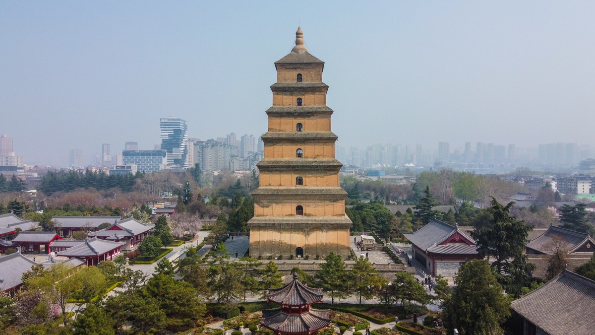 21年川西行鸟瞰西安大雁塔和大慈恩寺